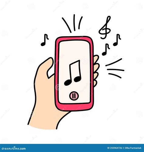 Smartphone Doodle Icon Hand Drawn Sketch Electronic Gadget With