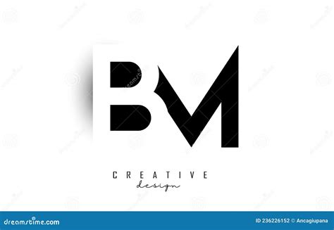 Logotipo Bm De Letras Con Diseño De Espacio Negativo En Blanco Y Negro Letras B Y M Con