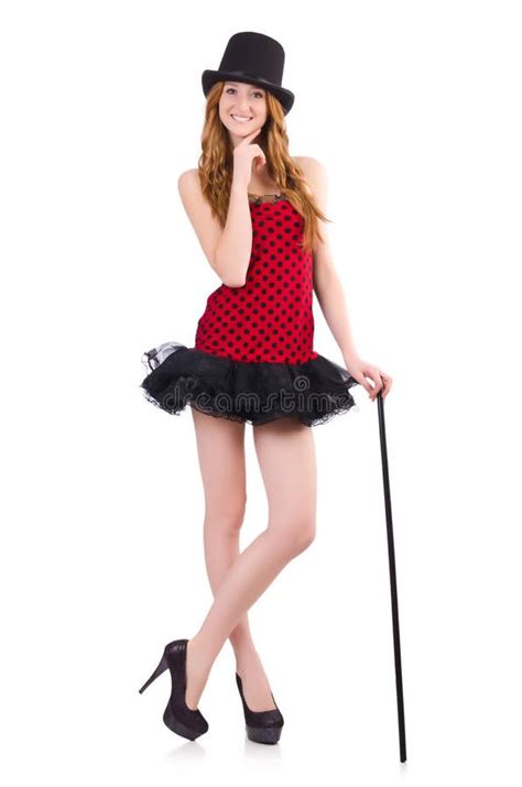 Girl In Red Polka Dot Dress Isolated On The White Stock Image Image