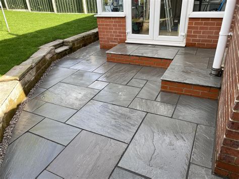 Finished This Last Week Grey Indian Stone Patio And Step R Patio