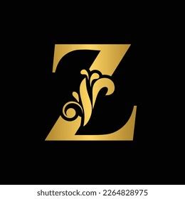 Gold Letter Z Vintage Golden Flower Stock Vector Royalty Free