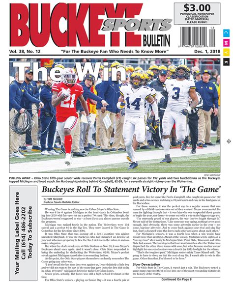 Buckeye Sports Bulletin December 01 2018 Buckeye Sports Bulletin