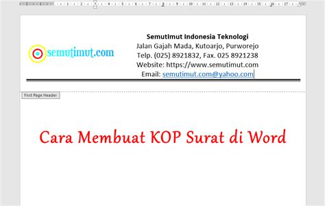 Cara Membuat Kop Surat Di Word Dengan Logo