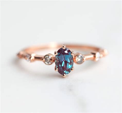 Oval Alexandrite Ring, Alexandrite Engagement Ring, Alexandrite Salt ...