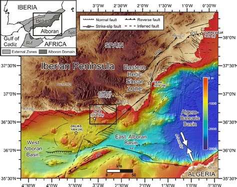 Regional Topographic And Bathymetric Map Of The Southeast Iberian