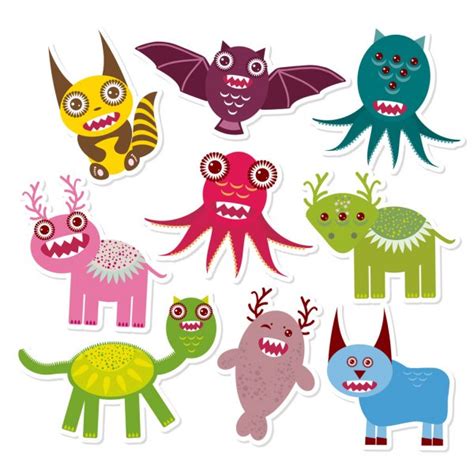 Cartoon Funny Monsters Vector Stock Vector Image By ©drawliner 57519359