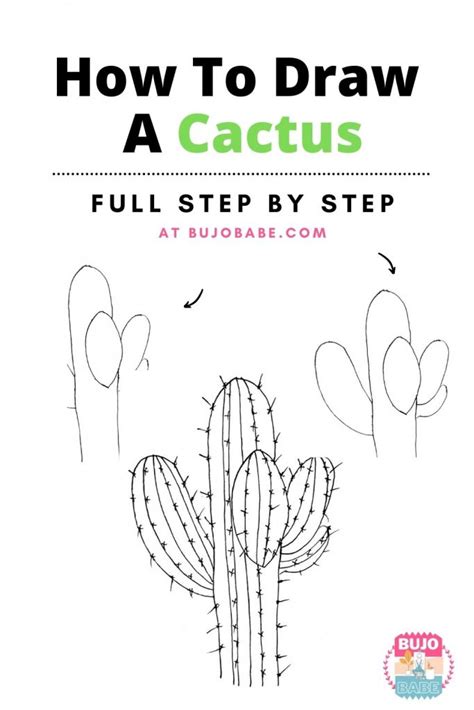 How To Draw A Cactus Step By Step Easy Drawing Tutorial Bujo Babe