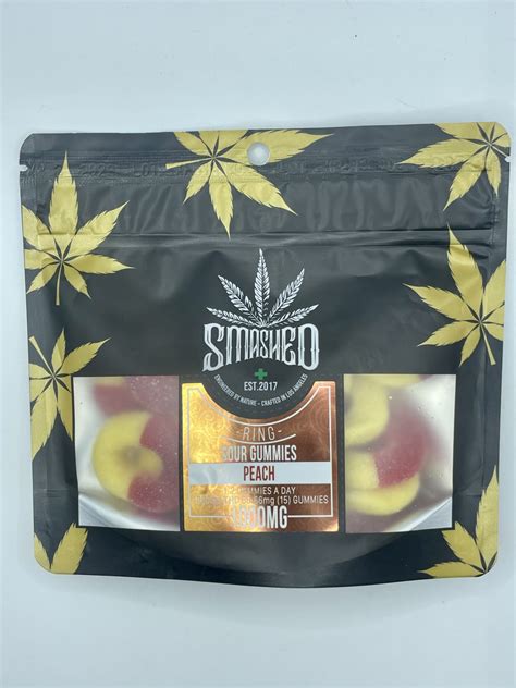 1000mg Thc Sour Gummies Peach Rings By Smashed Get Well Shroom