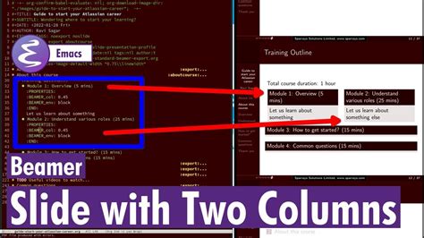 Org Mode Create Slide With Two Columns Youtube
