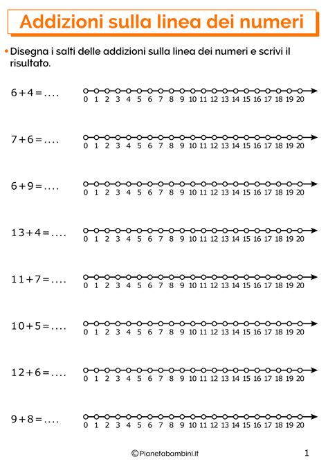 Addizioni Sulla Linea Dei Numeri Schede Per La Classe Prima