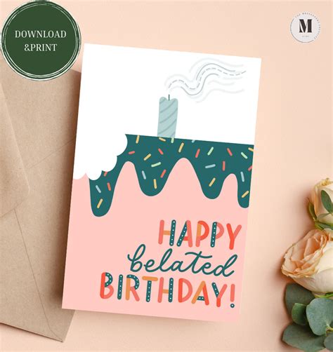 Printable Belated Birthday Card - Etsy