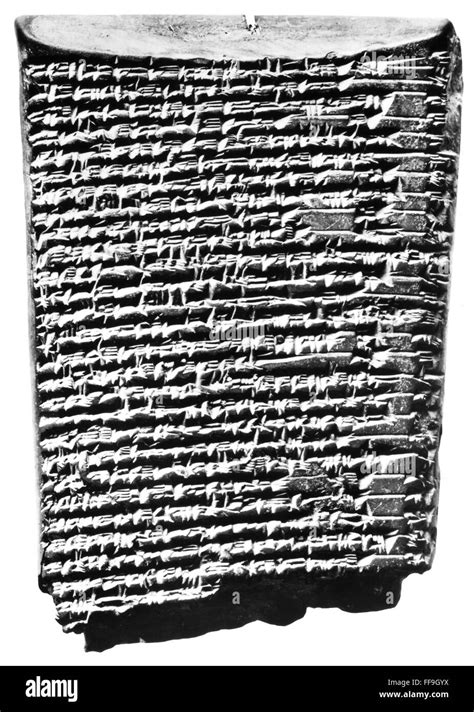 BABYLONIA: CUNEIFORM EPIC. /nBabylonian clay tablet, 7th-6th century B.C., part of the third ...