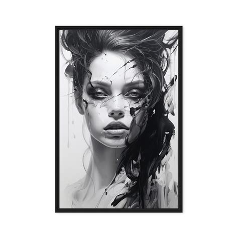 Framed Canvas Wall Art Beautiful Woman Wall Art Black And White Art