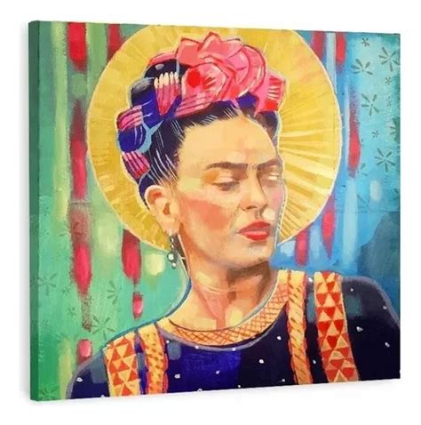 Cuadro Frida Kahlo Con Taza En Lienzo Canvas Art Stico Algod N Con