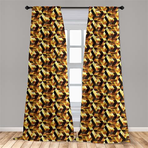 Abstract Curtains 2 Panels Set Cubes And Blocks Form Abstract Style