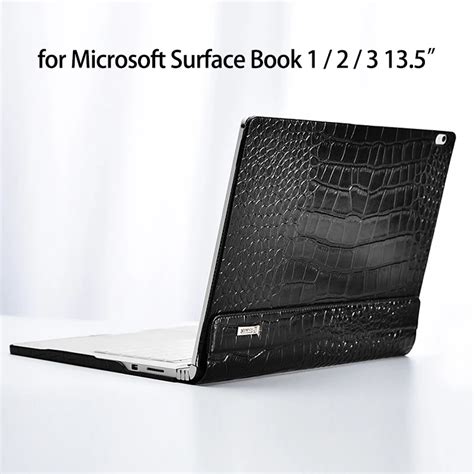 Stand Case For Microsoft Surface Book 3 2 1 135inch Crocodile Genuine Leather Laptop Protective