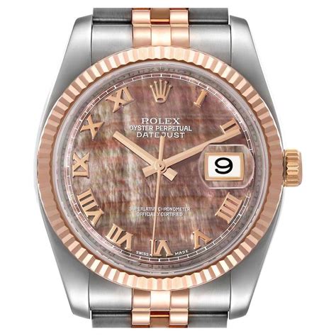 Rolex Datejust Steel Yellow Gold Mother Of Pearl Diamond Dial Mens