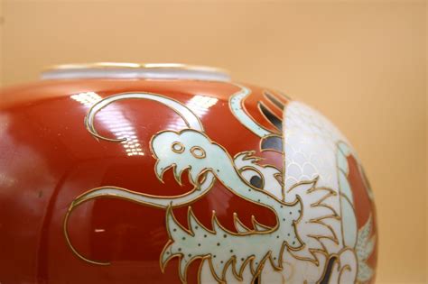 Schaubach Kunst Porzellan Vase Asiatisch Ming Drache Handgemalt