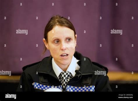 Lancashire Police Superintendent Sally Riley Speaks To The Media At St