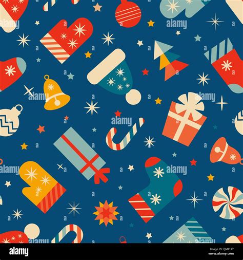 Vintage Christmas Seamless Pattern Vector Illustration Stock Vector