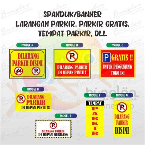 Spanduk Banner Larangan Parkir Parkir Gratis Tempat Parkir Dll