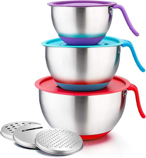 Pandp Chef Mixing Bowls With Lids Set Of 3 Stainless Steel