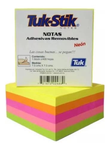 Notas Adhesivas Removibles Neon Tuk Stik Con Paquetes Env O Gratis