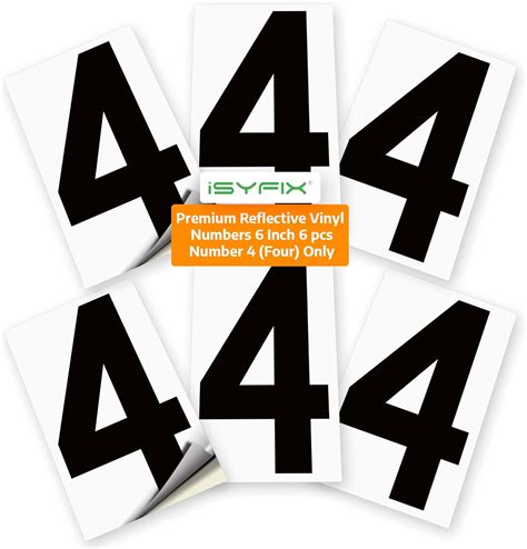 Amazon ISYFIX Black Vinyl Number 4 Four Stickers 6 Pack 6 Inch