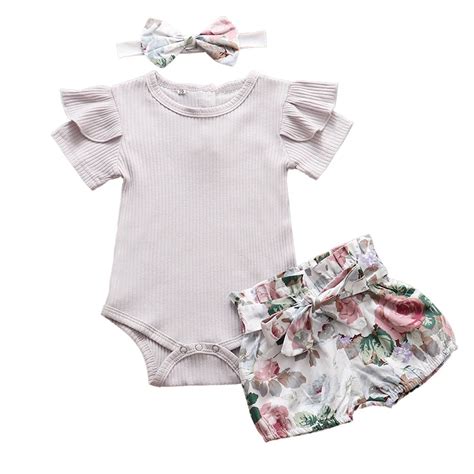 Ensemble De V Tements D T Pour Nouveau N Pour B B Fille Volants Blanc