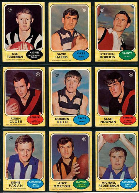 1970 Scanlens Footballers Complete Set 66 Mainly Vg Great Set