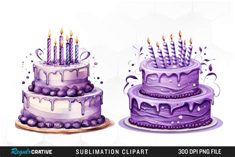 Purple Birthday Party Cake Clipart