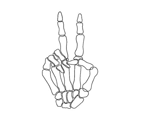 Skeleton Peace Fingers Sign Machine Embroidery Design 4 Etsy