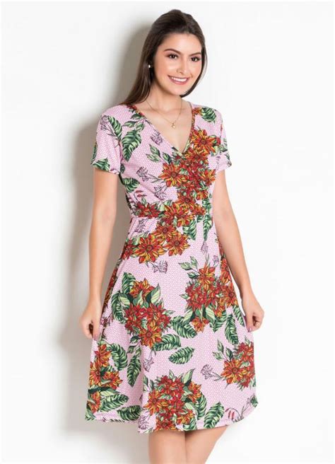 Vestido Moda Evangélica Floral Transpasse Rosalie