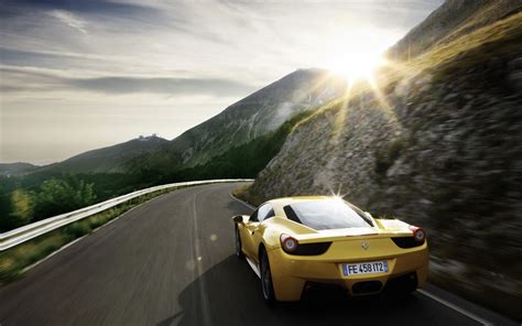 Car Sports Car Super Car Ferrari 458 Sunlight Road Nature