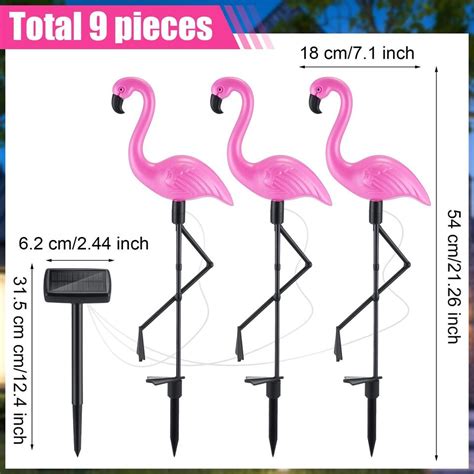 Packs Pink Flamingo Solar Outdoor Light Decoration Ip Waterproof