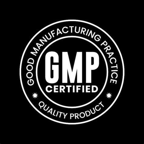 Vetor de logotipo certificado pelas boas práticas de fabricação gmp