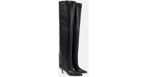 Amina Muaddi Fiona Leather Over The Knee Boots In Black Lyst