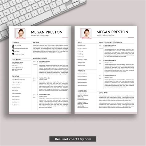 Creative Cv Templates Word Professional Resume Templates Etsy