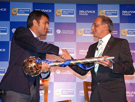 Ms Dhoni Proudly Displays The Icc Test Championship Mace