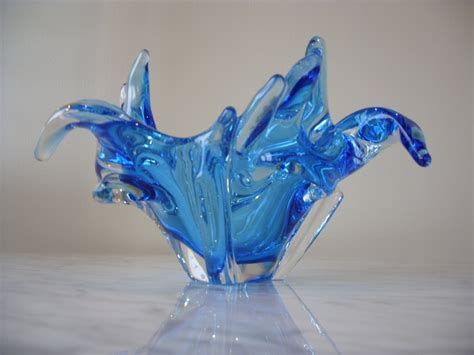 Vintage Chalet Art Glass Bowl Cobalt Blue 1960s Glass