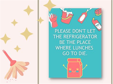 Funny Workplace Refrigerator Sign Keep Refrigerator Clean Printable