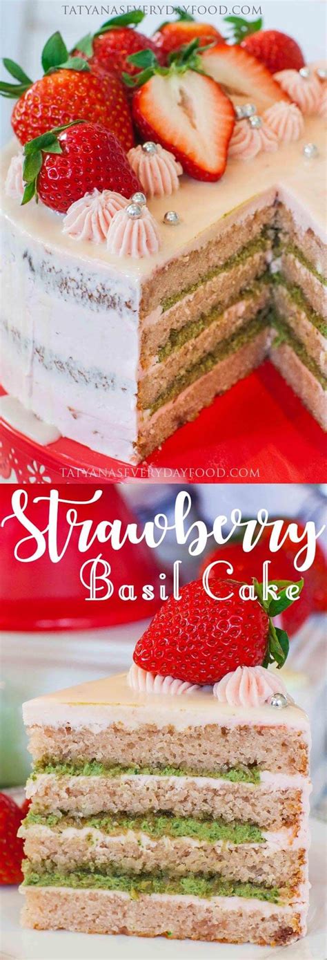 Strawberry Basil Cake Video Strawberry Vanilla Cake Strawberry Cake Recipes Cupcake Recipes