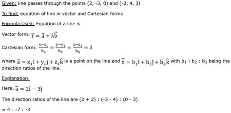 Find The Vector And Cartesian Equations Of The Line Passing Through The Points