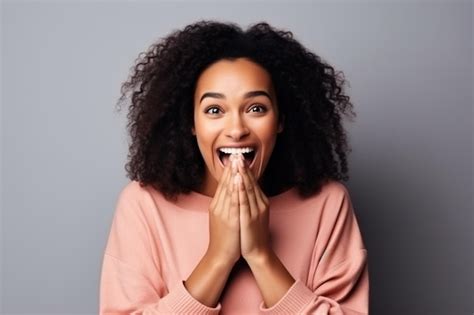 Premium Photo Positive Beautiful African American Woman With Hands