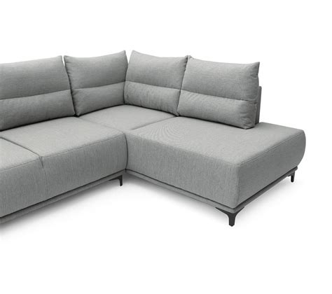 Canapé Angle Droit Convertible 5 Places Arya En Tissu Gris Clair