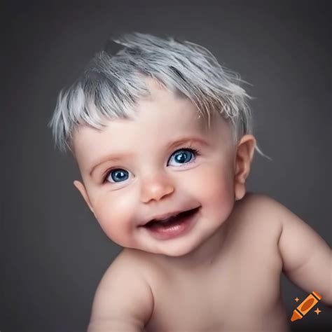 Adorable Baby With Silver Hair And A Big Smile On Craiyon