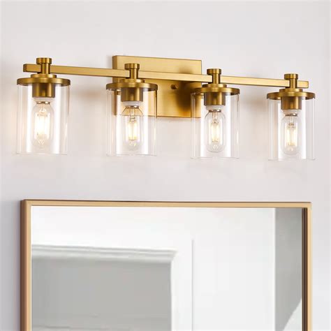 yenlacy Gold Bathroom Light Fixtures, 4 Light Brushed Gold Bathroom ...