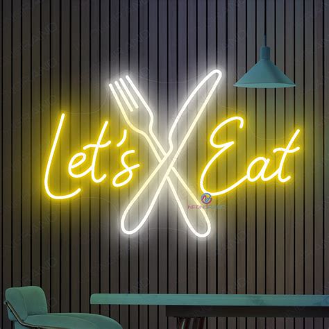 Let S Eat Neon Sign Kitchen Led Light Neongrand