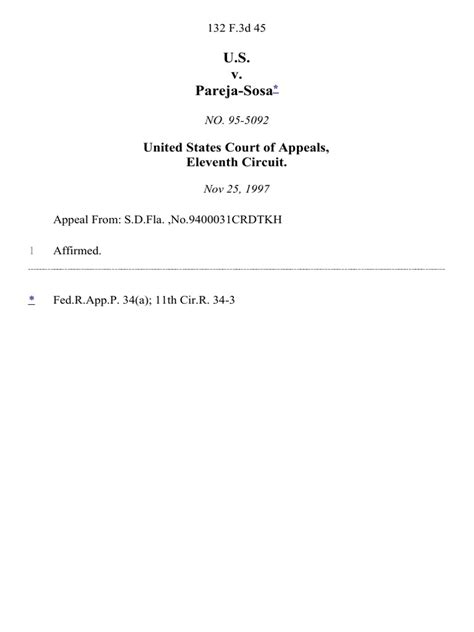 United States V Pareja Sosa 132 F 3d 45 11th Cir 1997 Pdf