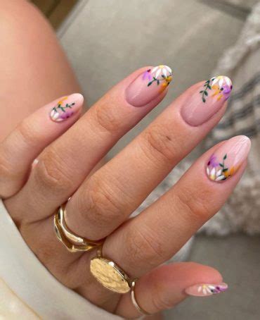 Your Nails Deserve These Floral Designs Purple White Combo